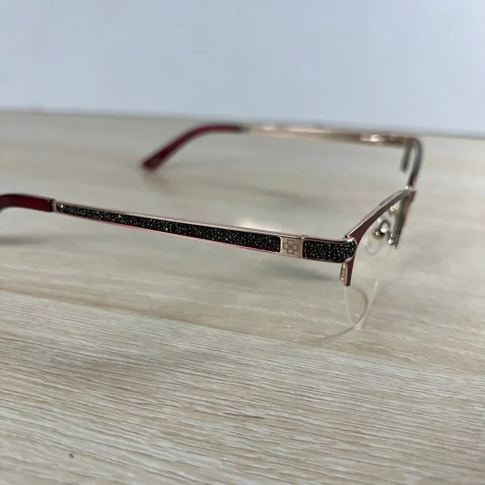 Ann Taylor Luxury Petite ATP012 C02 Half Rim Eyeglasses Red Frame Only 50-16-130